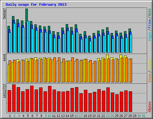 Daily usage for February 2013