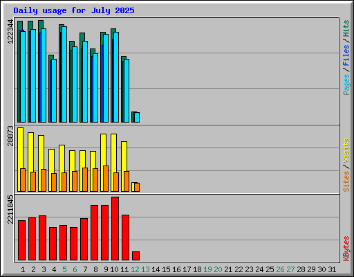 Daily usage for July 2025